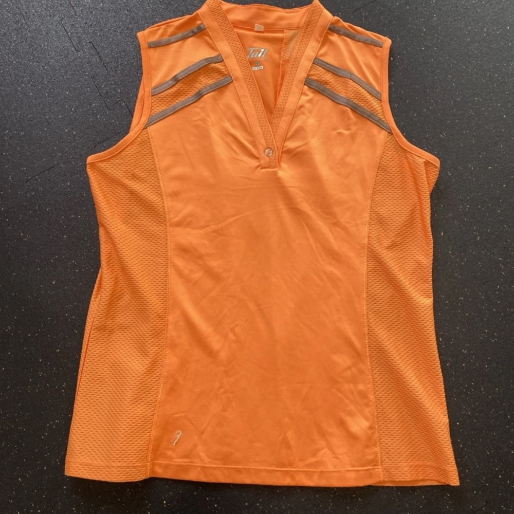 Tail Women's Golf Tennis Tank Sleeveless Orange Black Size Medium Collarless￼ - Picture 2 of 8